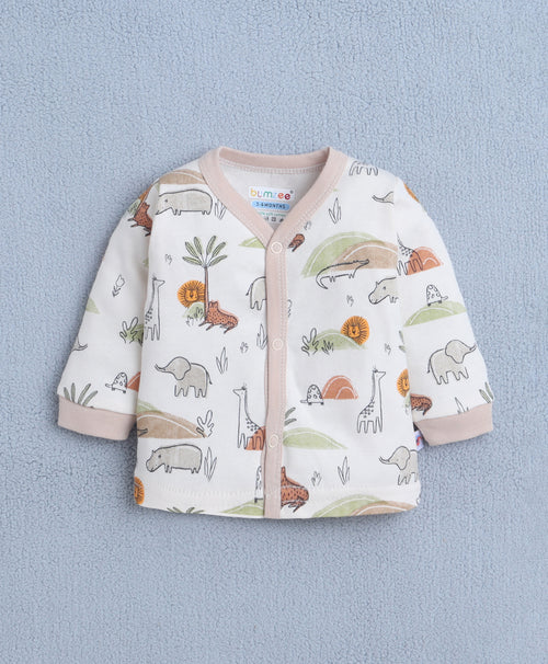 Boys 100% Cotton Animal Jabla & Pyjama Set - Beige
