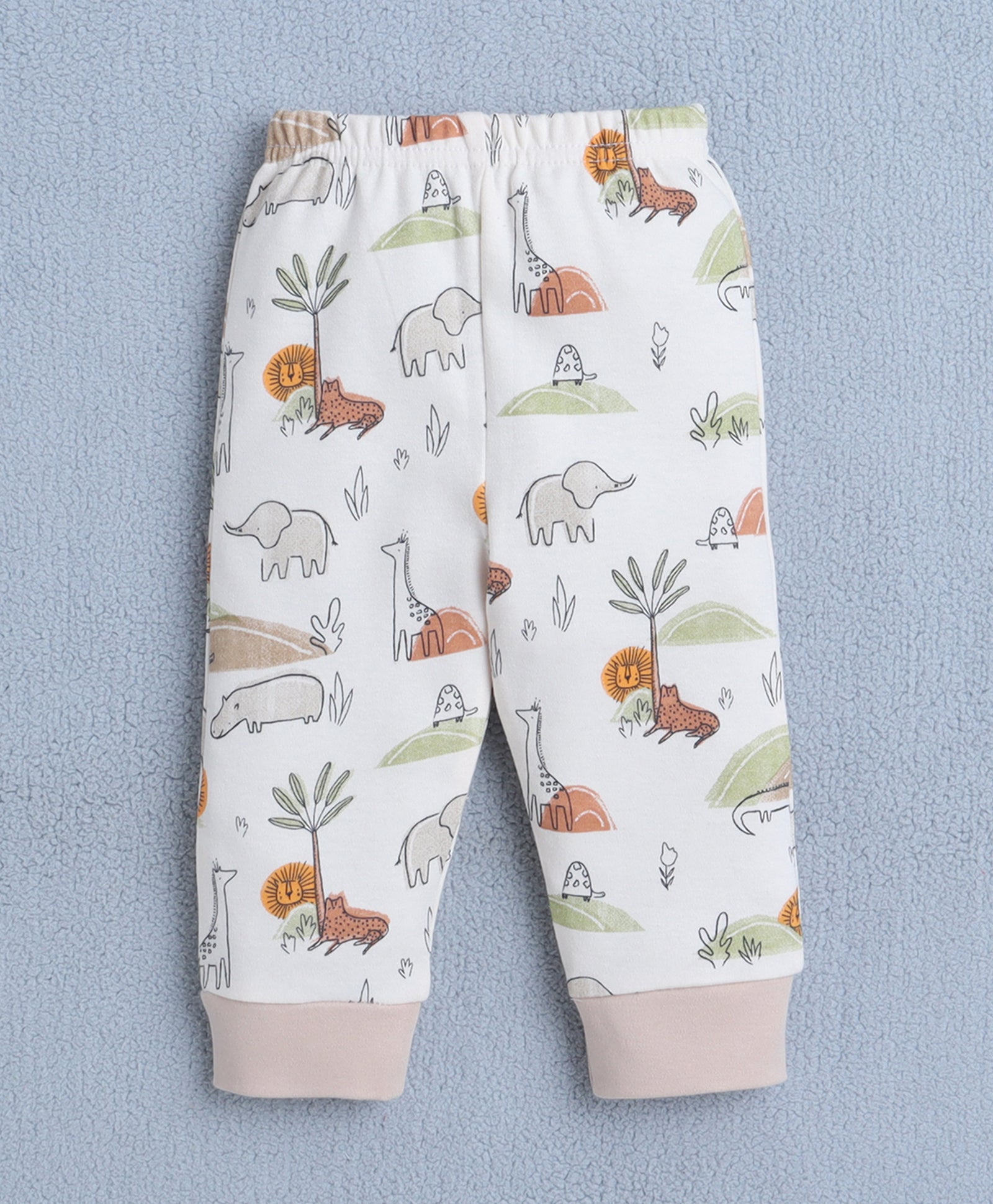 Boys 100% Cotton Animal Jabla & Pyjama Set - Beige