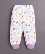 Bumzee Lavender & White Animal Print Pyjamas, Pack of 4, 100% Cotton