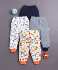 Bumzee Navy & White Animal Print Pyjamas, Pack of 4, 100% Cotton