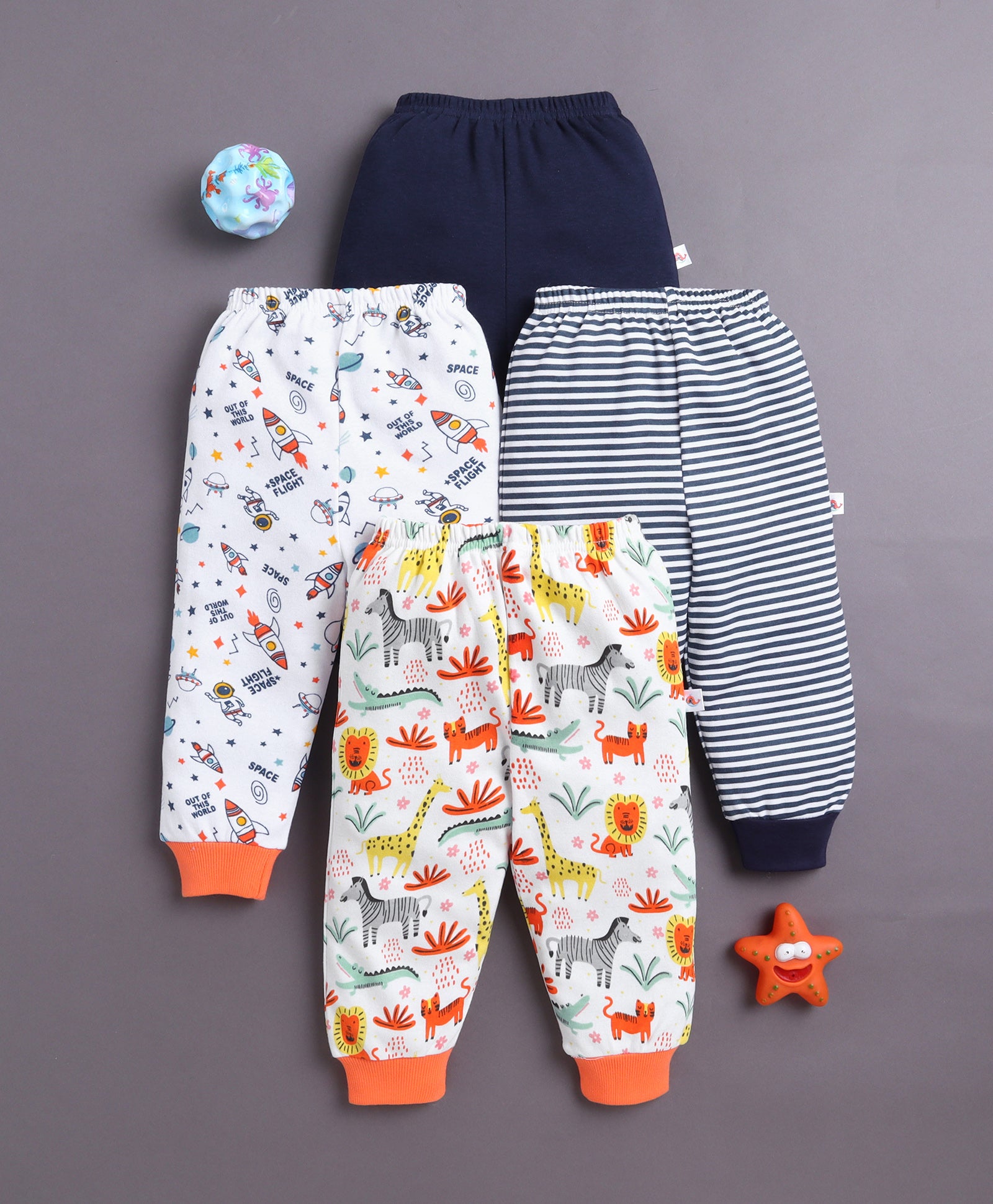 Boys 100% Cotton Animal Pyjamas - Navy & White