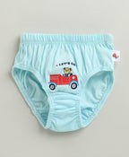 Bumzee Sky Blue & Yellow Briefs, Pack of 3, 100% Cotton