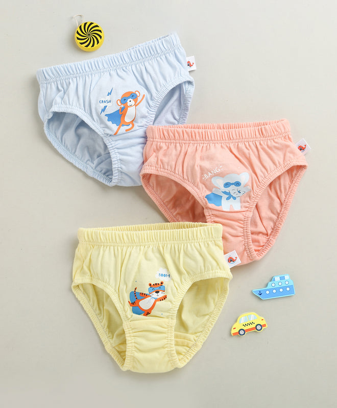 Boys 100% Cotton Solid Briefs - Yellow & Peach