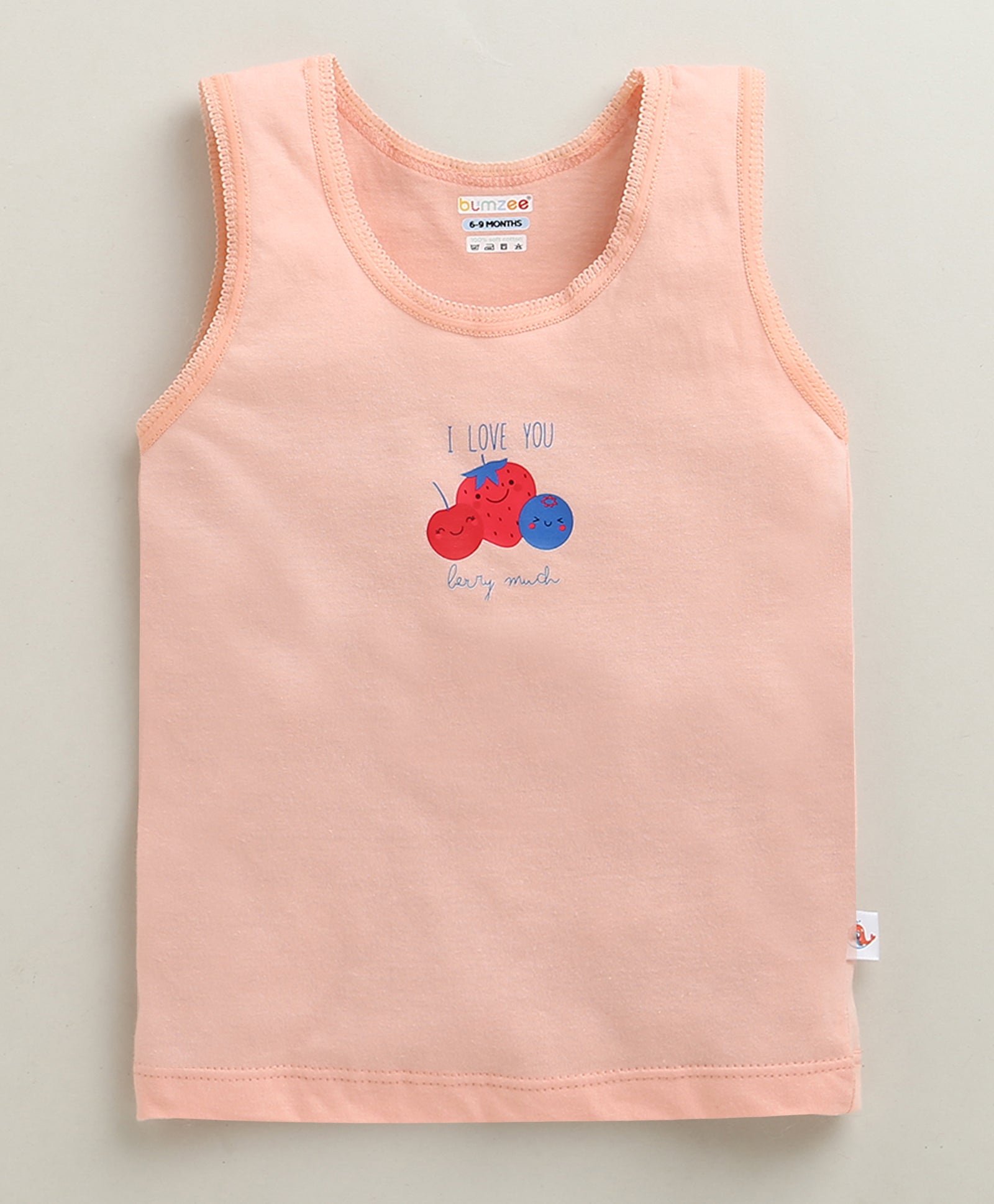 Girls 100% Cotton Solid Slip - Peach & Mint Green