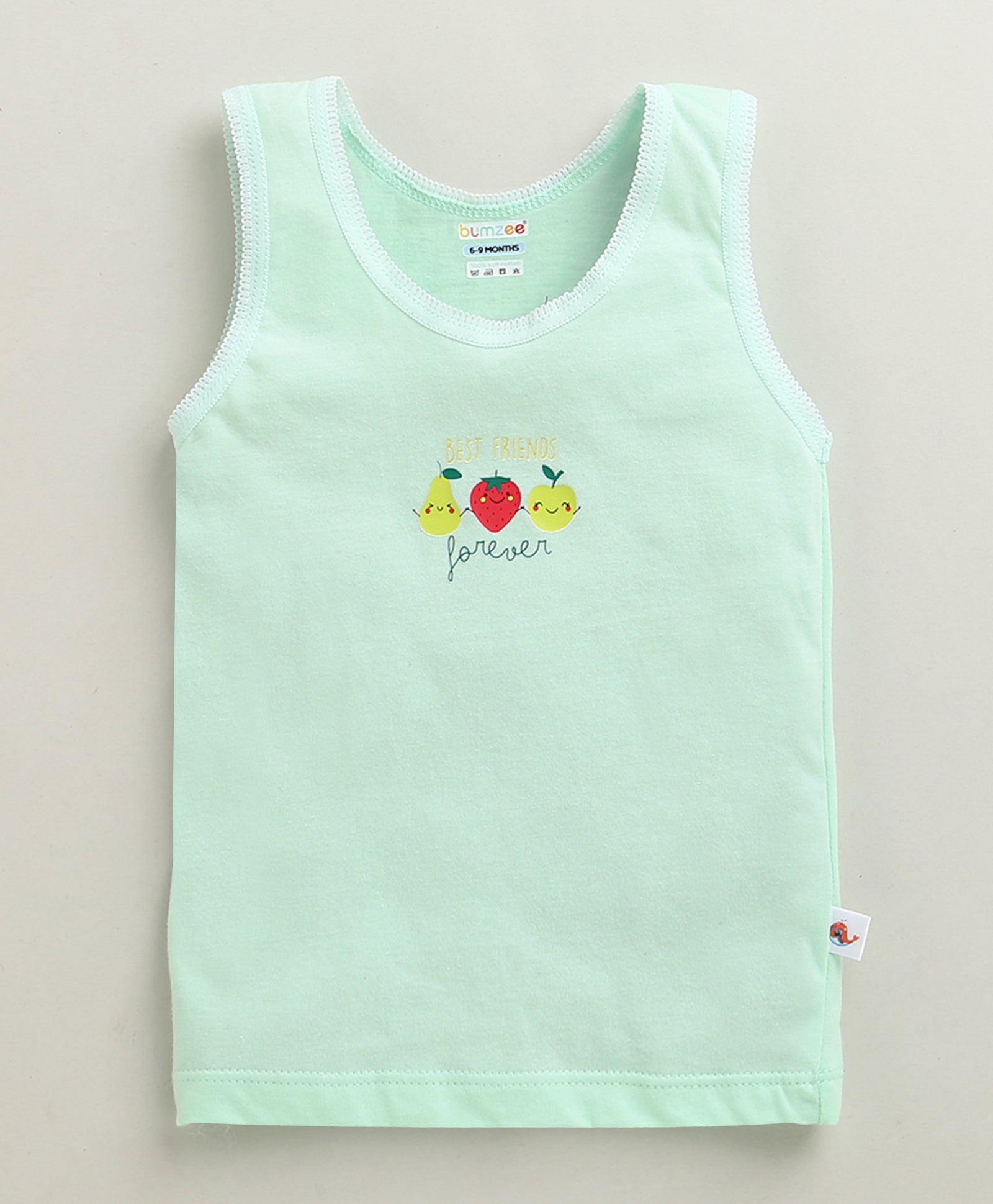 Girls 100% Cotton Solid Slip - Peach & Mint Green