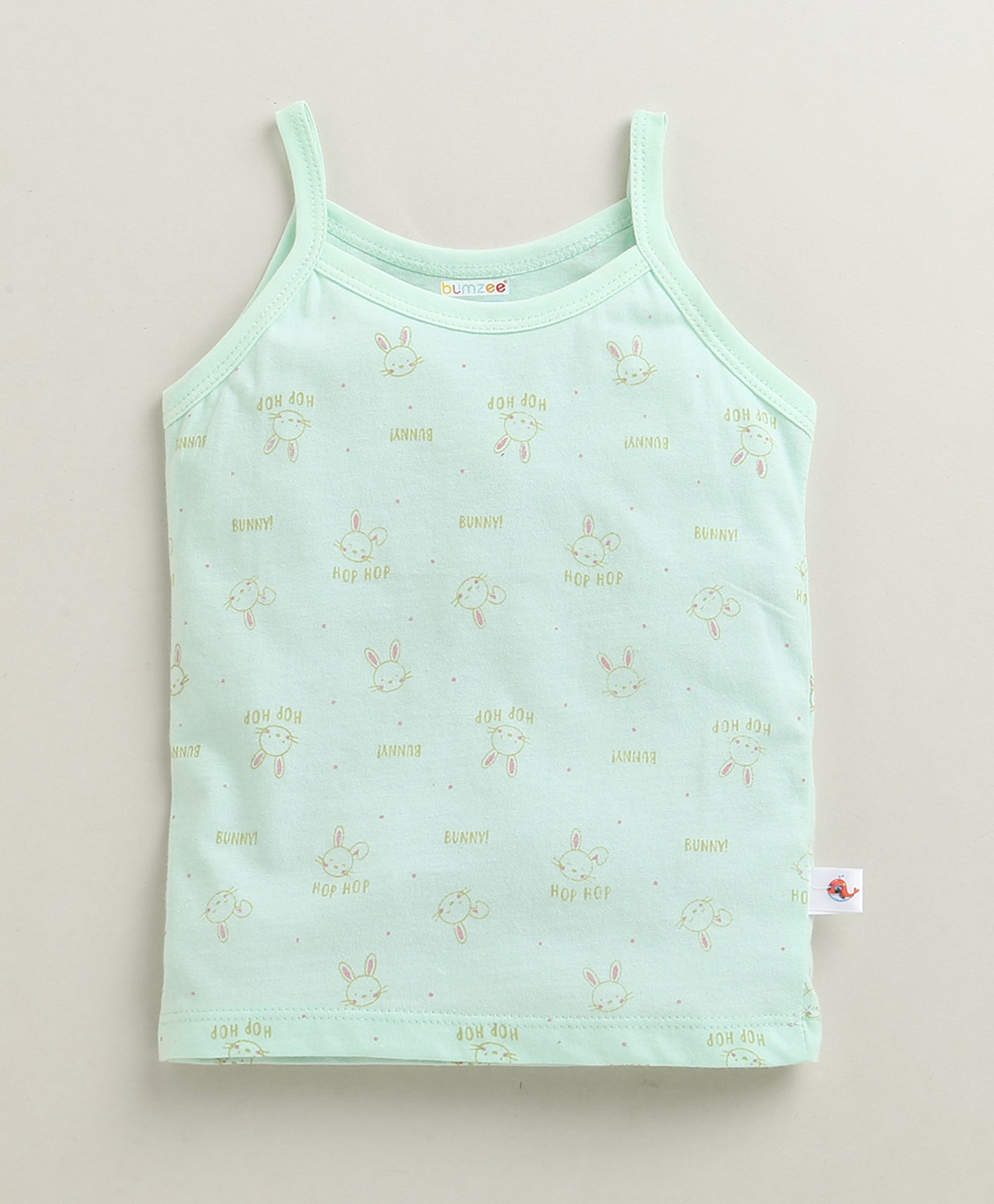 Girls 100% Cotton Animal Slip - Peach & Mint Green