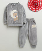 Bumzee Grey Embroidered Winter Set, Full Sleeves