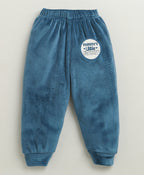 Bumzee Teal Blue Embroidered Winter Set, Full Sleeves
