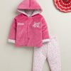 Pink & White Girls Full Sleeves Cotton Blend Winter Wear Set