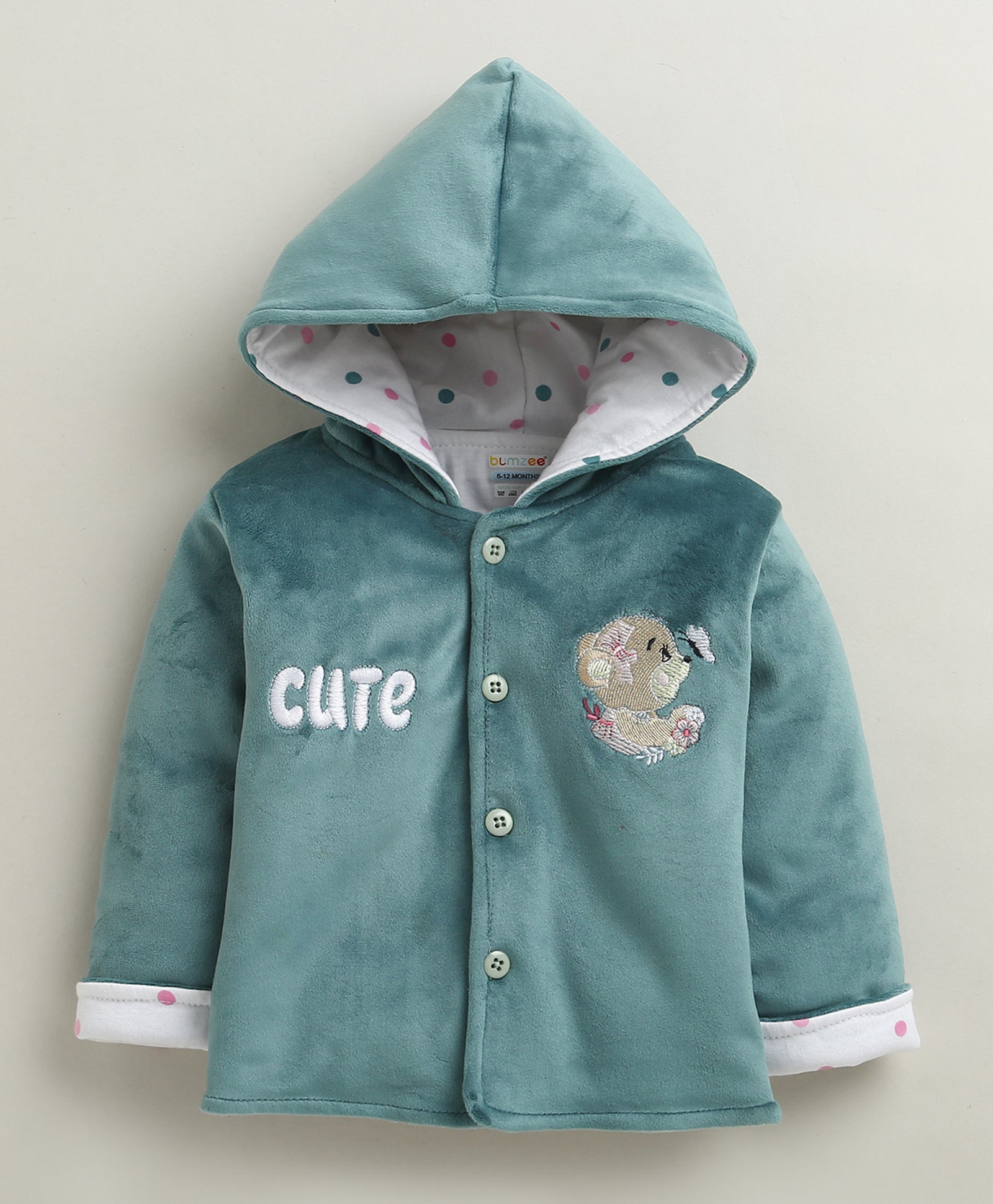 Teal & White Girls Full Sleeves Cotton Blend Winter Wear Set