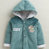 Teal & White Girls Full Sleeves Cotton Blend Winter Wear Set
