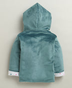 Bumzee Teal & White Embroidered Winter Set, Full Sleeves, Cotton Blend