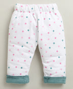 Bumzee Teal & White Embroidered Winter Set, Full Sleeves, Cotton Blend