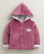 Bumzee Mauve & White Embroidered Winter Set, Full Sleeves, Cotton Blend