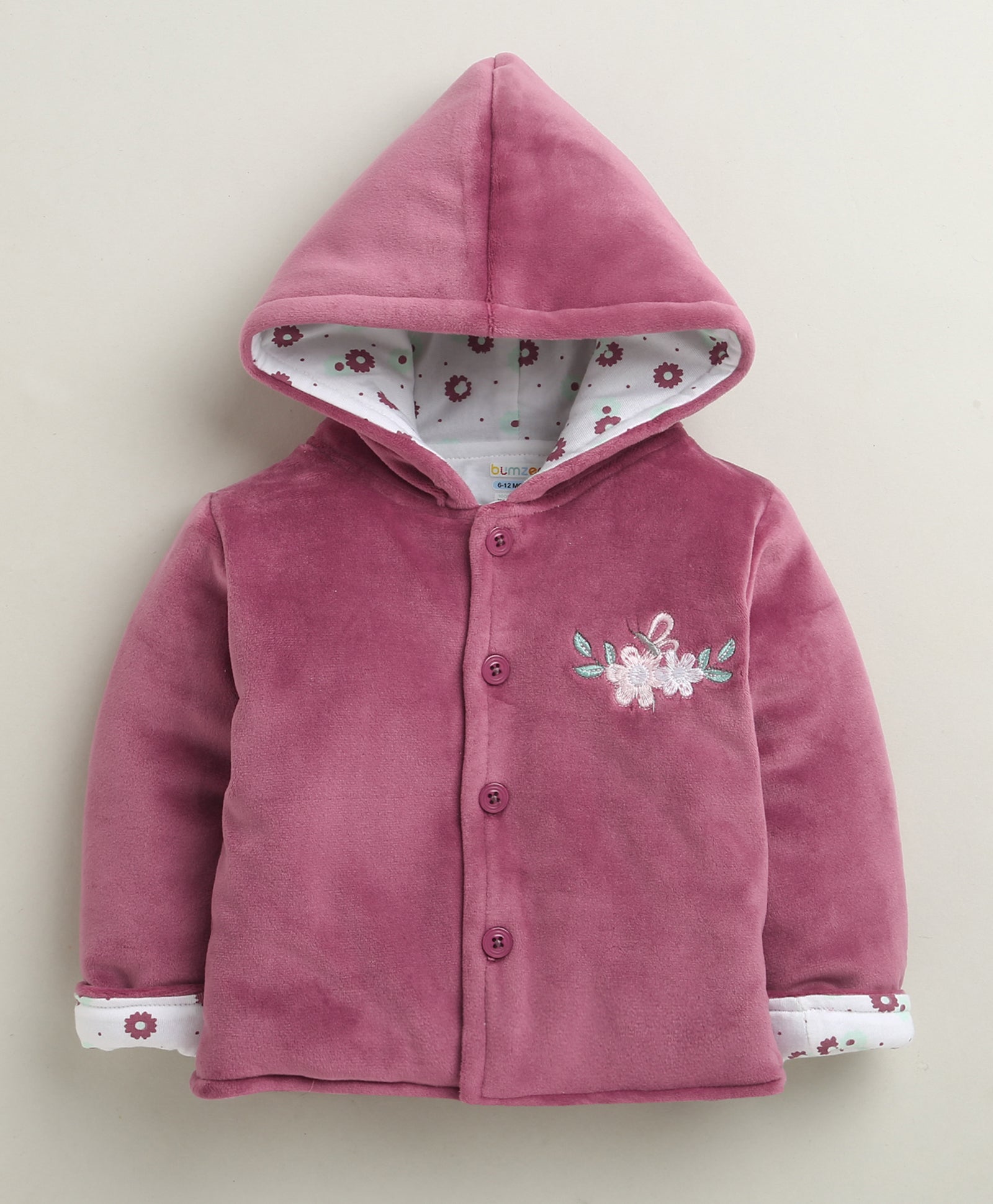Mauve & White Girls Full Sleeves Cotton Blend Winter Wear Set