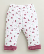 Bumzee Mauve & White Embroidered Winter Set, Full Sleeves, Cotton Blend