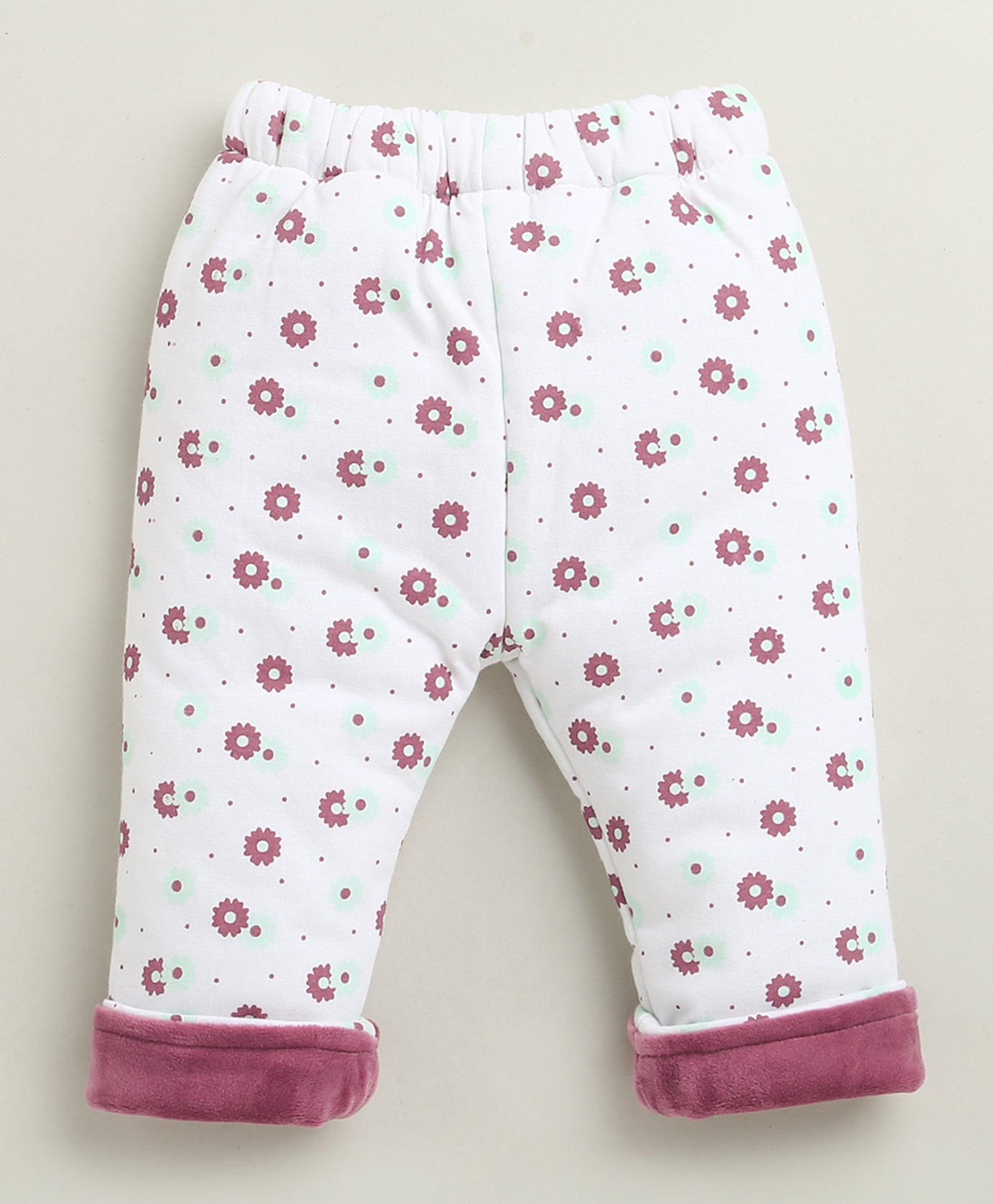 Mauve & White Girls Full Sleeves Cotton Blend Winter Wear Set