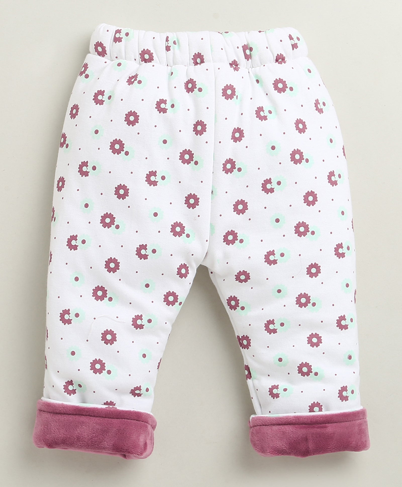 Mauve & White Girls Full Sleeves Cotton Blend Winter Wear Set