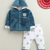 Navy & White Boys Full Sleeves Cotton Blend Winter Wear Set