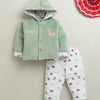 Green & White Boys Full Sleeves Cotton Blend Winter Wear Set