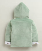 Bumzee Green & White Embroidered Winter Set, Full Sleeves, Cotton Blend