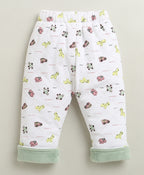 Bumzee Green & White Embroidered Winter Set, Full Sleeves, Cotton Blend