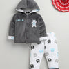 Grey & White Boys Full Sleeves Cotton Blend Winter Wear Set