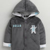 Grey & White Boys Full Sleeves Cotton Blend Winter Wear Set
