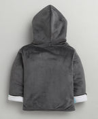 Bumzee Grey & White Embroidered Winter Set, Full Sleeves, Cotton Blend