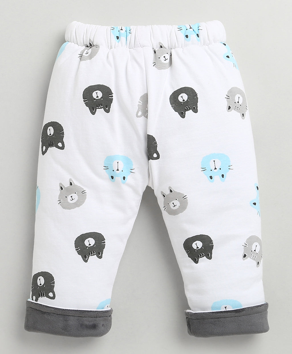 Bumzee Grey & White Embroidered Winter Set, Full Sleeves, Cotton Blend