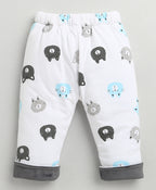 Bumzee Grey & White Embroidered Winter Set, Full Sleeves, Cotton Blend