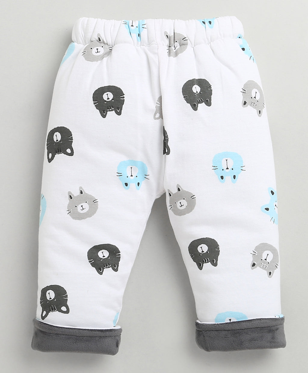 Bumzee Grey & White Embroidered Winter Set, Full Sleeves, Cotton Blend