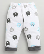 Bumzee Grey & White Embroidered Winter Set, Full Sleeves, Cotton Blend