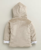 Bumzee Beige & White Embroidered Winter Set, Full Sleeves, Cotton Blend