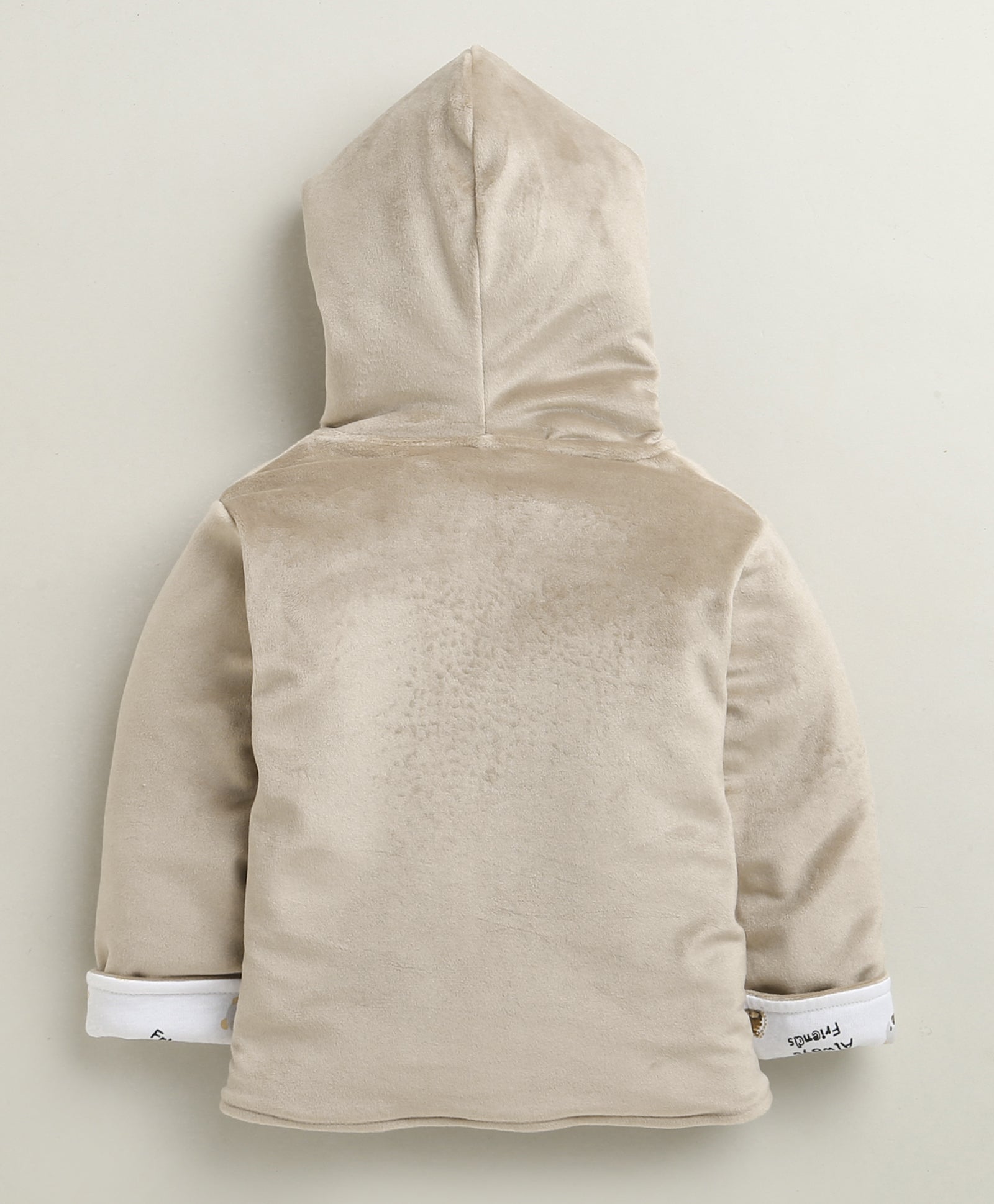 Beige & White Boys Full Sleeves Cotton Blend Winter Wear Set
