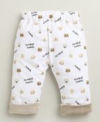 Bumzee Beige & White Embroidered Winter Set, Full Sleeves, Cotton Blend