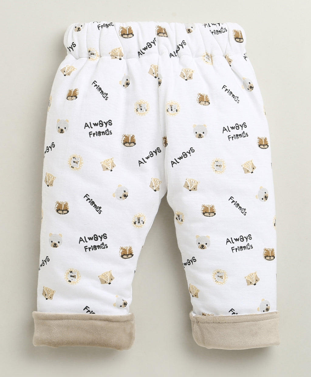 Bumzee Beige & White Embroidered Winter Set, Full Sleeves, Cotton Blend