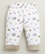 Bumzee Beige & White Embroidered Winter Set, Full Sleeves, Cotton Blend