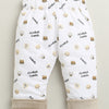 Beige & White Boys Full Sleeves Cotton Blend Winter Wear Set