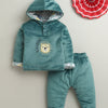 Teal Green Boys Full Sleeves Cotton Blend Winter Wear Set