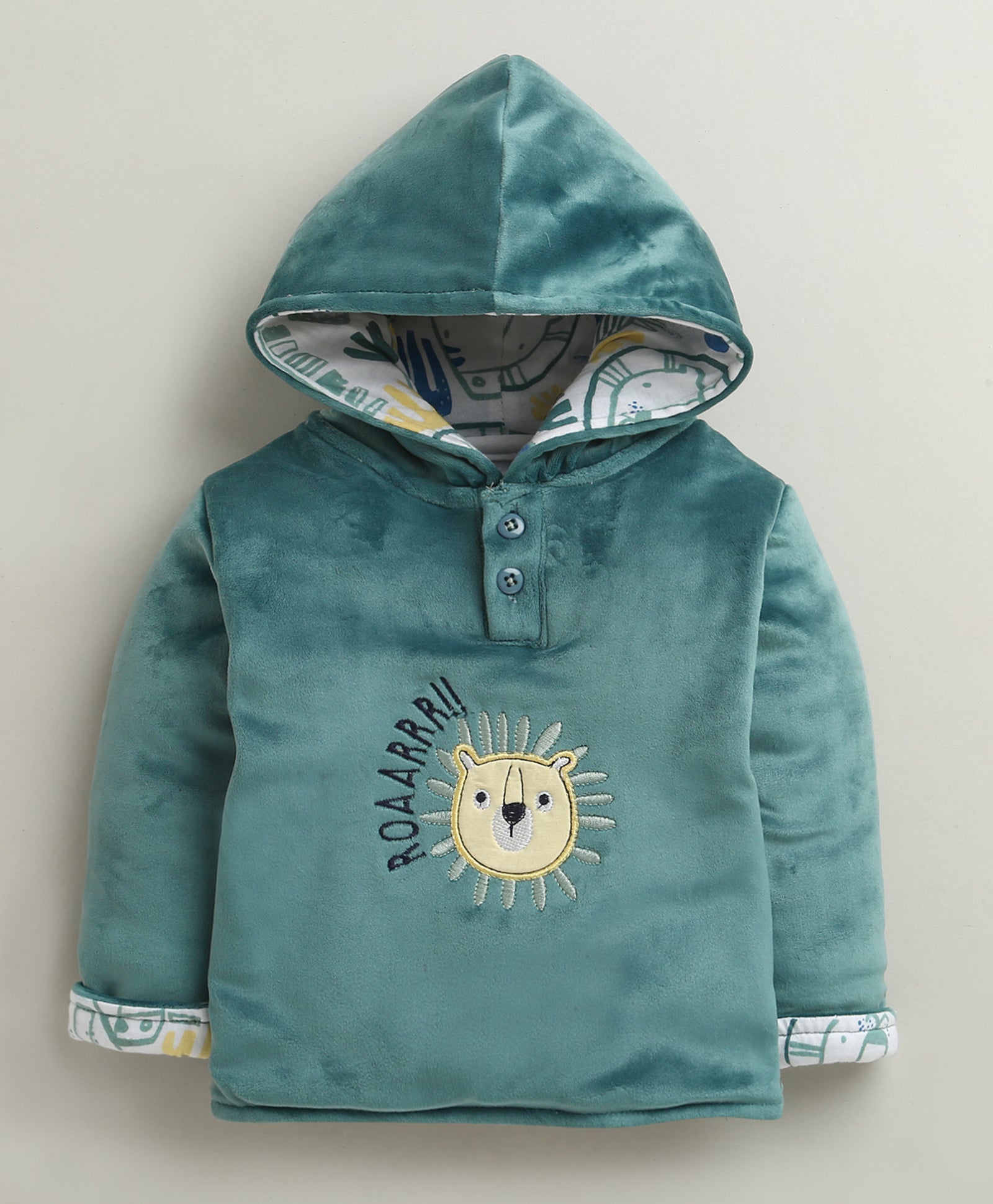 Teal Green Boys Full Sleeves Cotton Blend Winter Wear Set
