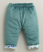 Bumzee Teal Green Embroidered Winter Set, Full Sleeves, Cotton Blend