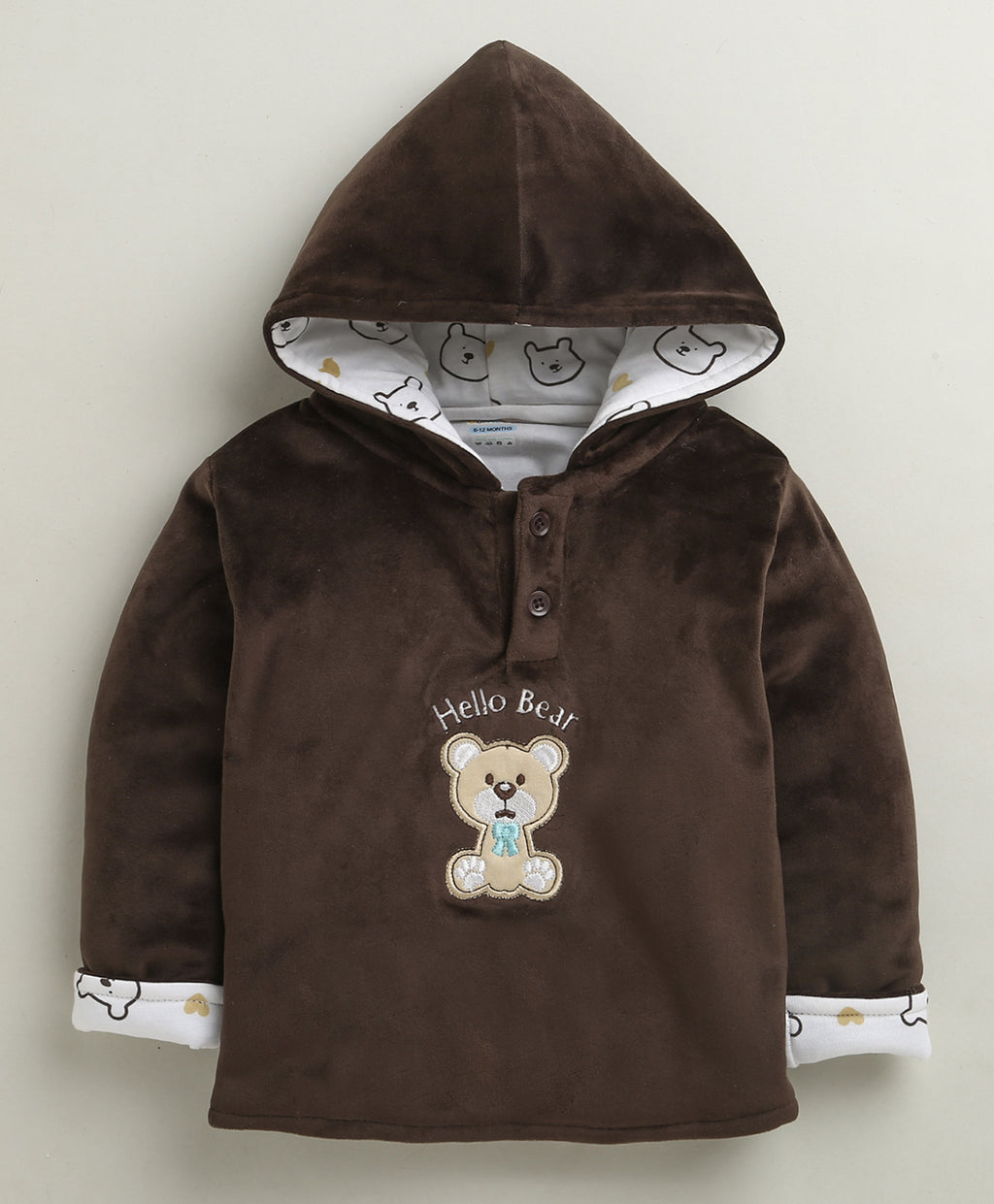 Bumzee Brown Embroidered Winter Set, Full Sleeves, Cotton Blend (Style Peb10731)