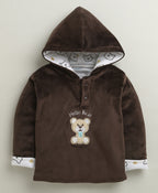 Bumzee Brown Embroidered Winter Set, Full Sleeves, Cotton Blend (Style Peb10731)