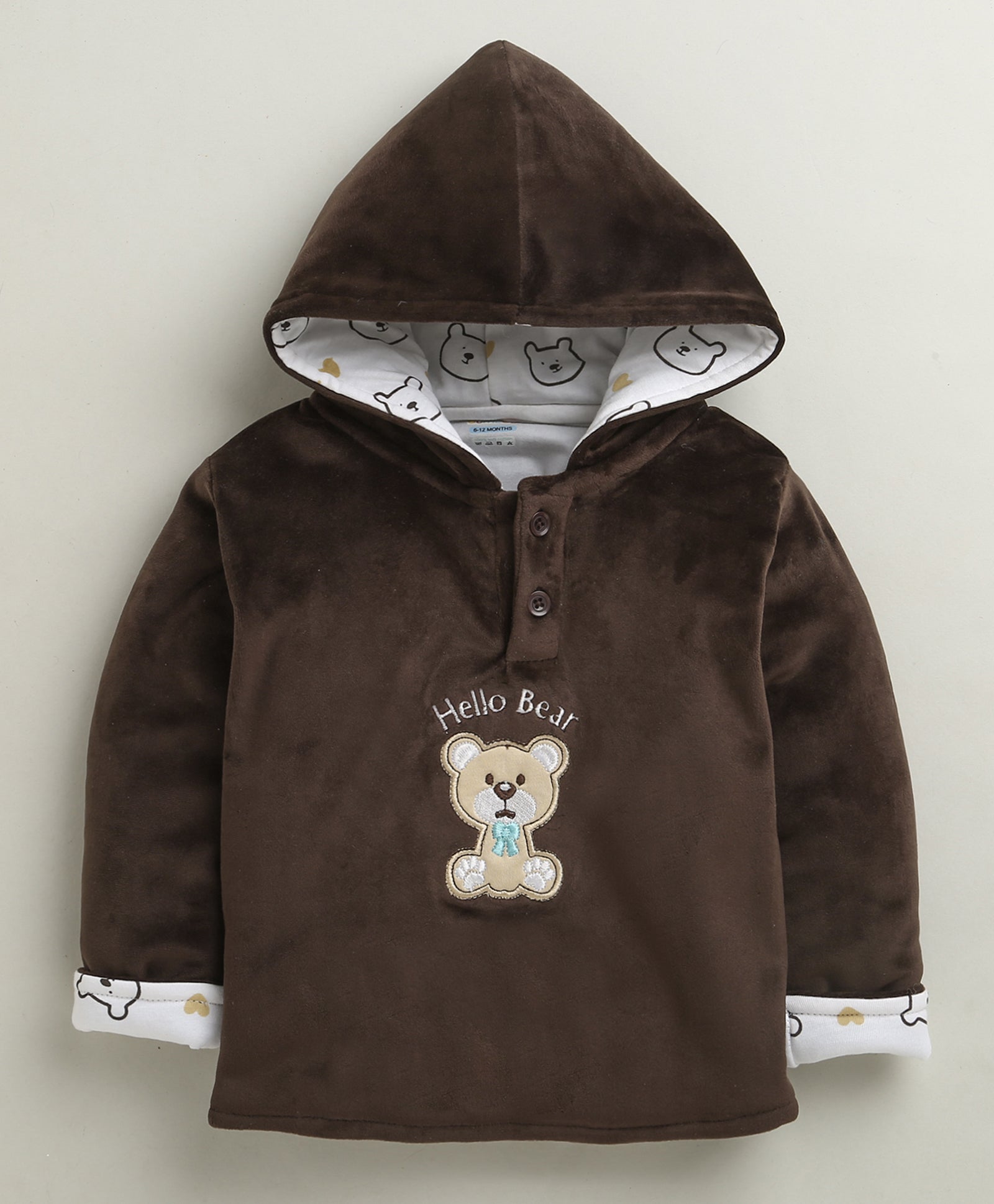 Brown Boys Full Sleeves Cotton Blend Winter Wear Set