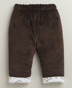 Bumzee Brown Embroidered Winter Set, Full Sleeves, Cotton Blend (Style Peb10731)