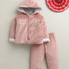 Peach Girls Full Sleeves Cotton Blend Winter Wear Set