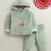 Green Girls Full Sleeves Cotton Blend Winter Wear Set