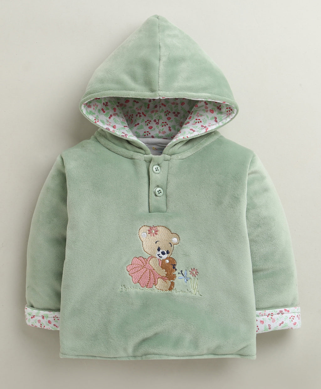 Bumzee Green Embroidered Winter Set, Full Sleeves, Cotton Blend