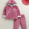Mauve Girls Full Sleeves Cotton Blend Winter Wear Set